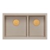 QUADRON | LOGAN 120 | granitowy zlewozmywak kuchenny PEARL BEIGE + MIEDŹ PVD | wymiar: 76 x 45 x 23,5 cm | 2-komorowy wpuszczany | podbudowa szafki od: 80 cm HQL7645U2PVDC1I